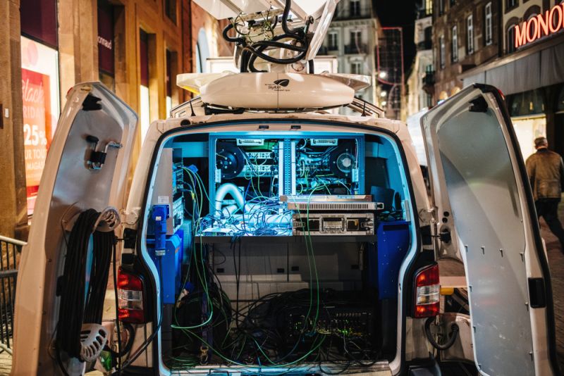 Satellite communications van